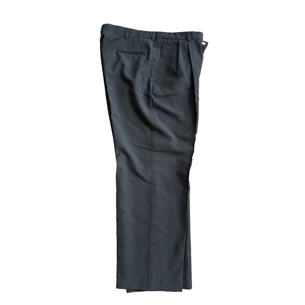 Vintage Travlers Dress Slacks Mens 38x32 Black Pleated Wool Blend Dress Pants